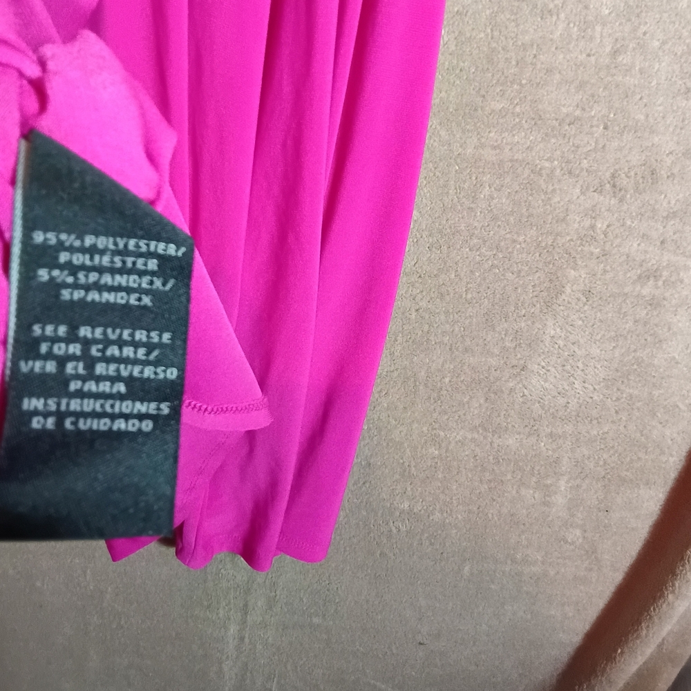 Vibrant Pink Magenta Dress Sleeveless Polo Midi By MSK New - Picture 8 of 8